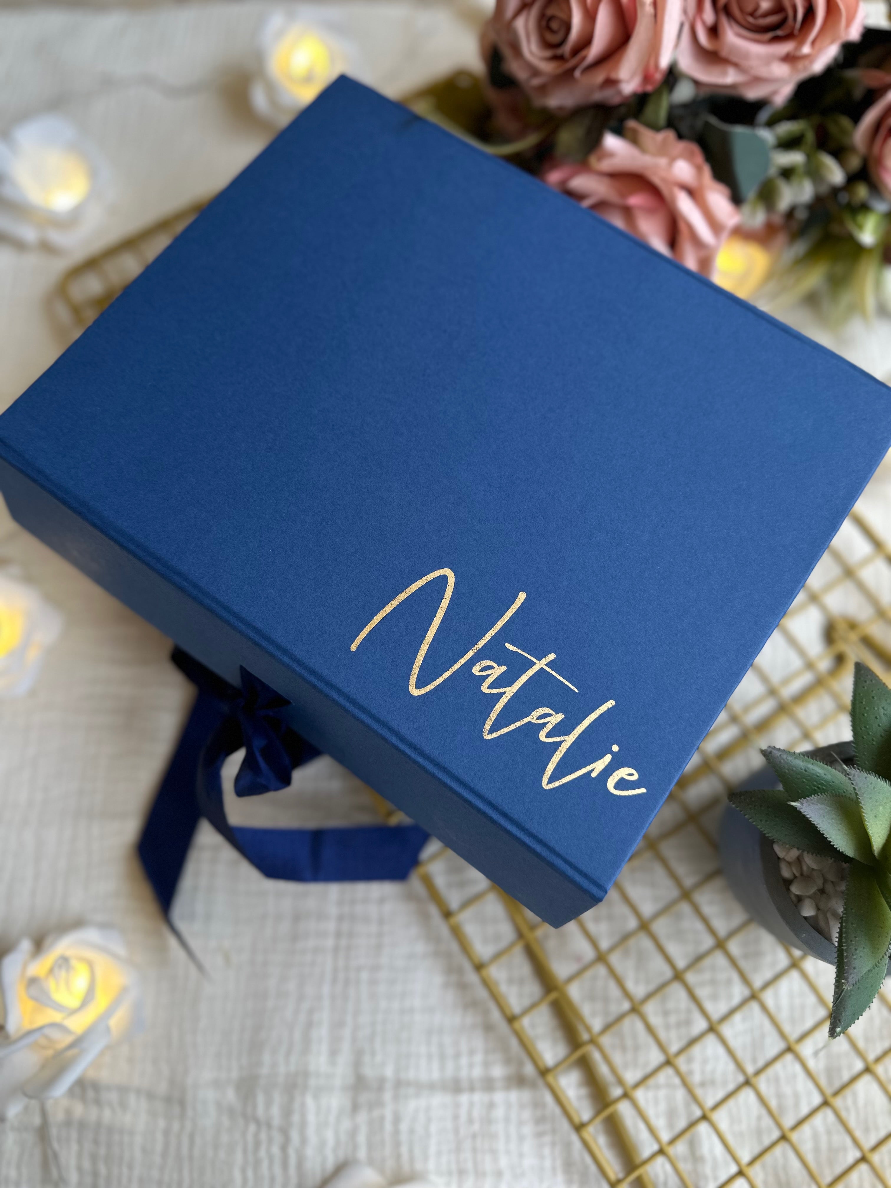 Personalized Navy Gold Thank you Box