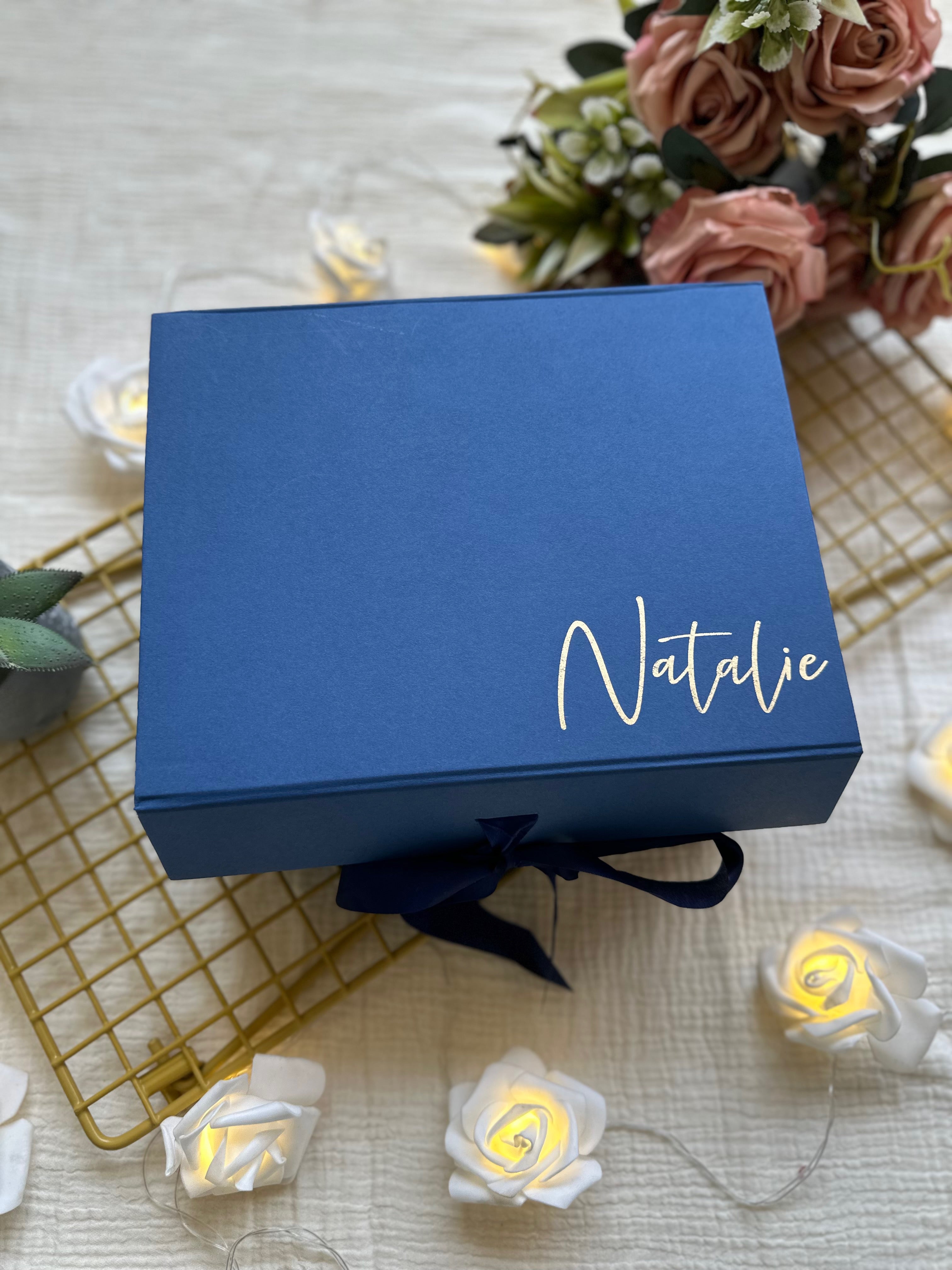 Personalized Navy Gold Thank you Box