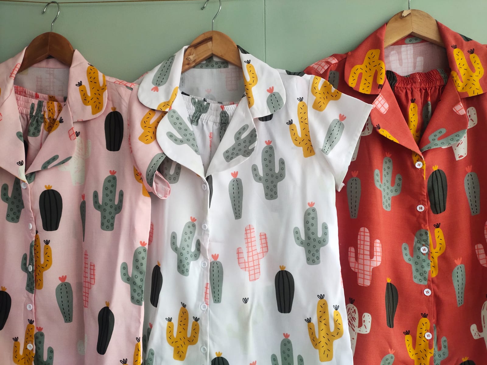 Happy Cactus - Notched Collar Button-Down PJs