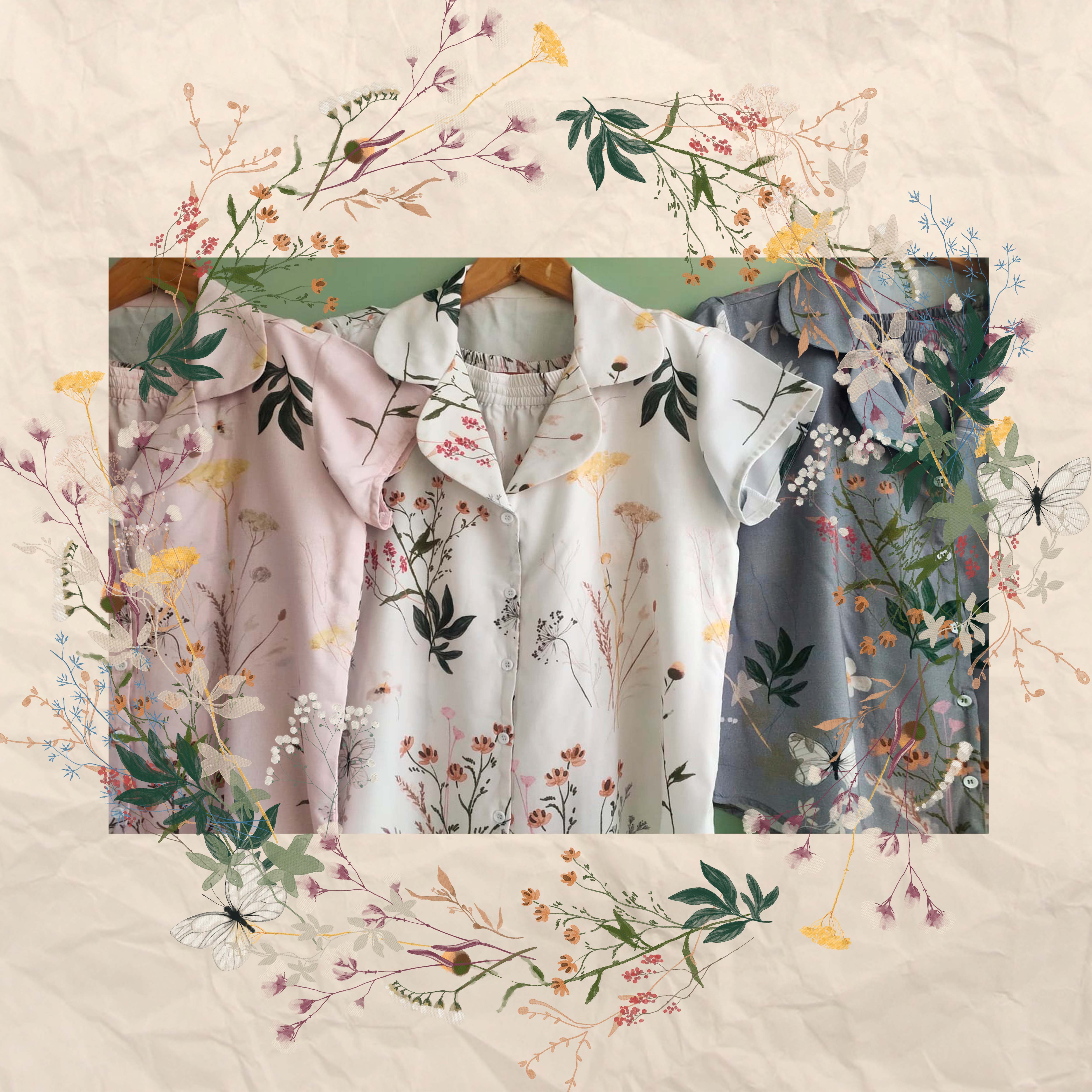 Wildflower Meadows - Notched Collar Button-Down PJs