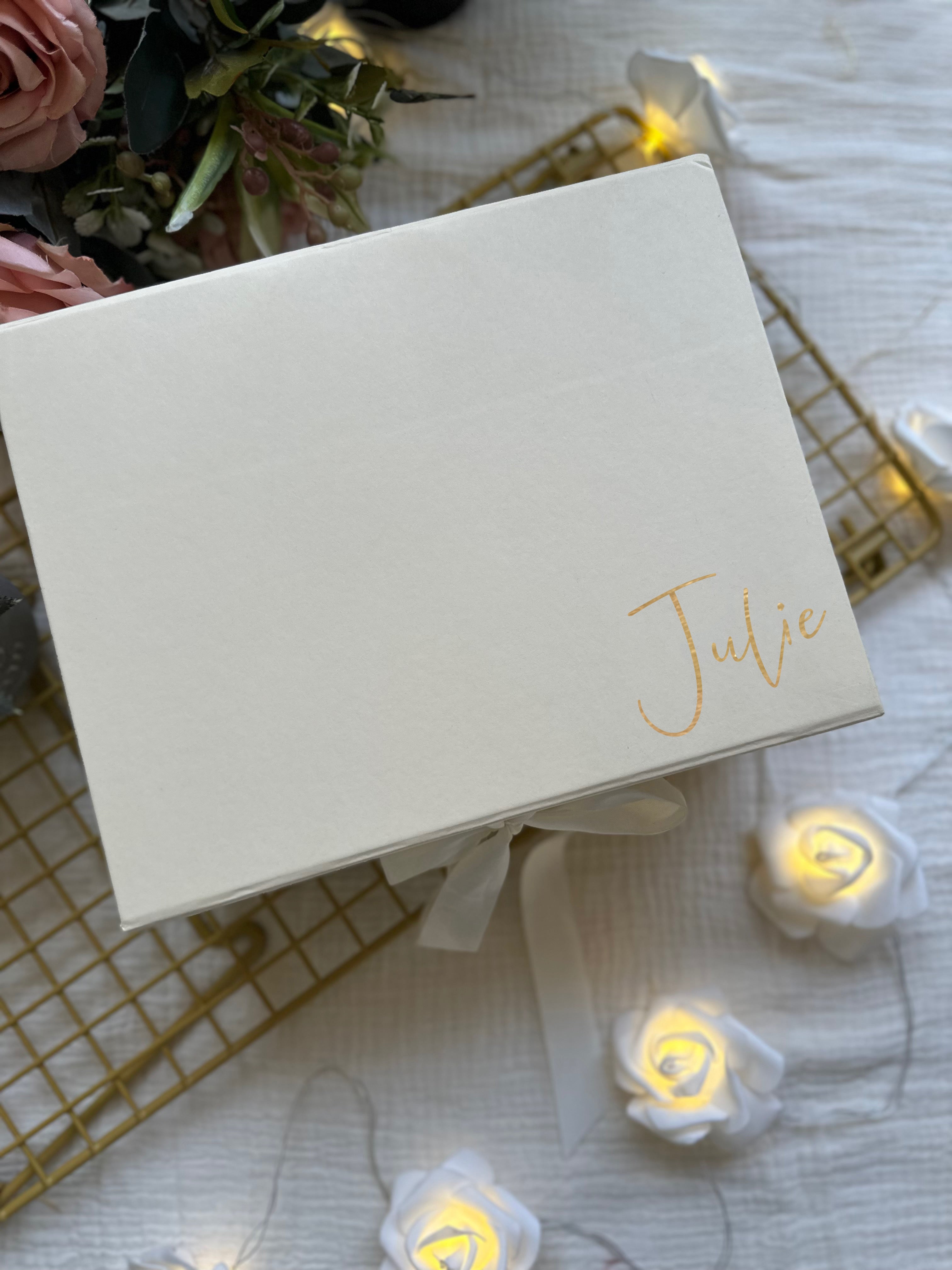 Personalized Ivory Gold Proposal Box