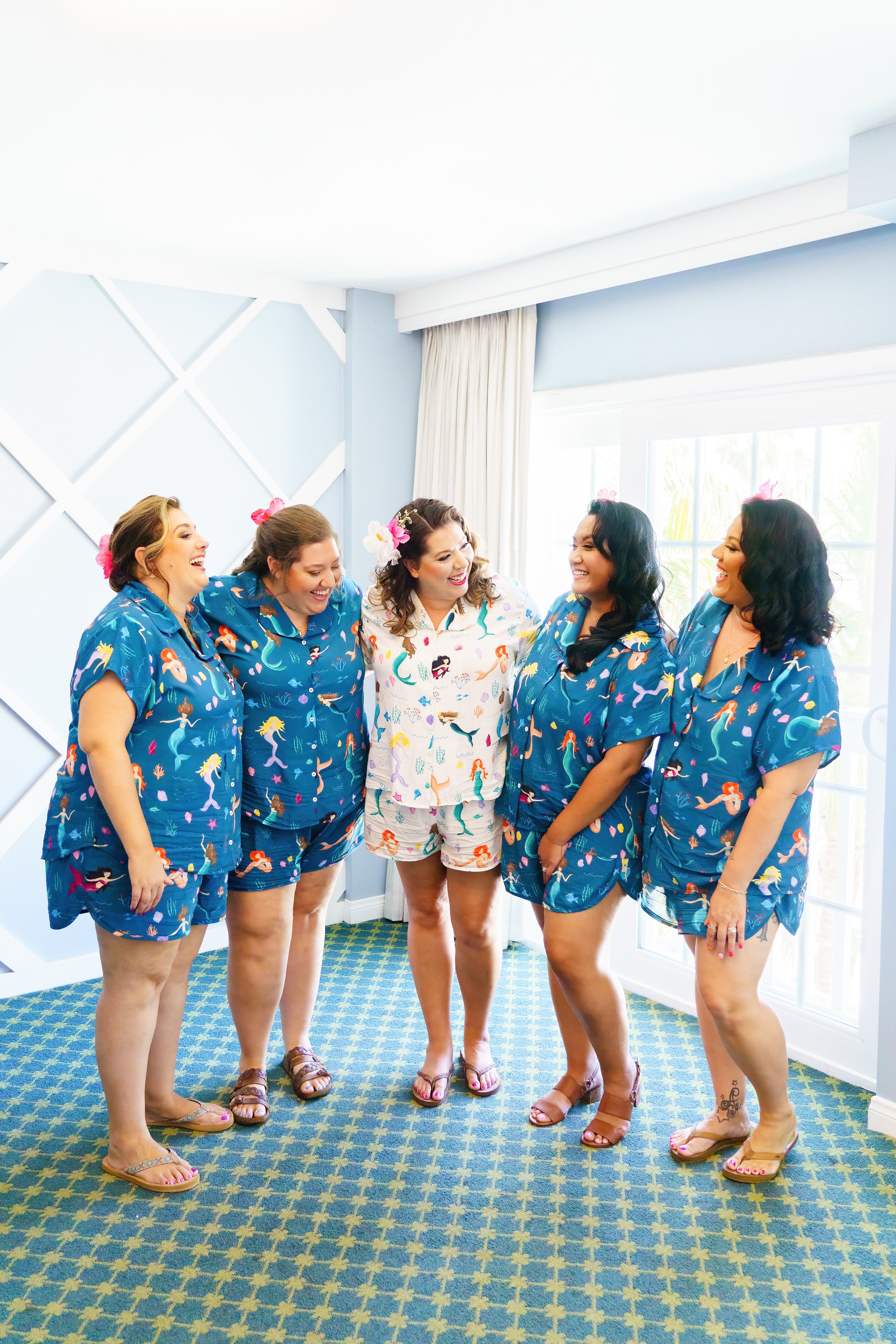 Singing Mermaids - Notched Collar Button-Down PJs