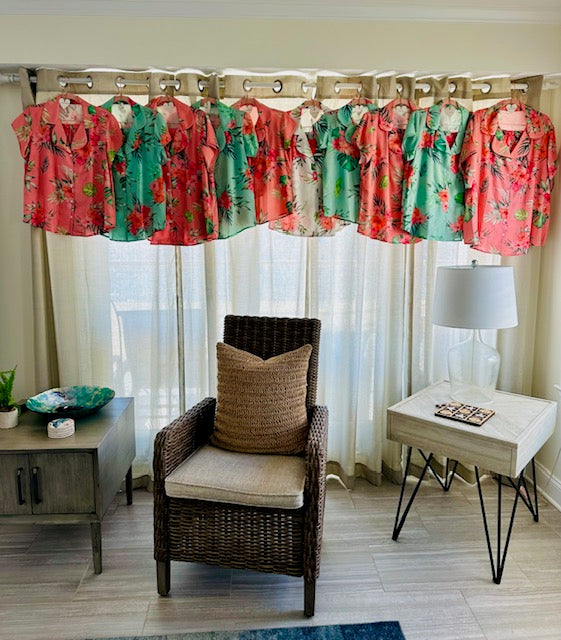 Tropical Flowers - Notched Collar Button-Down PJs