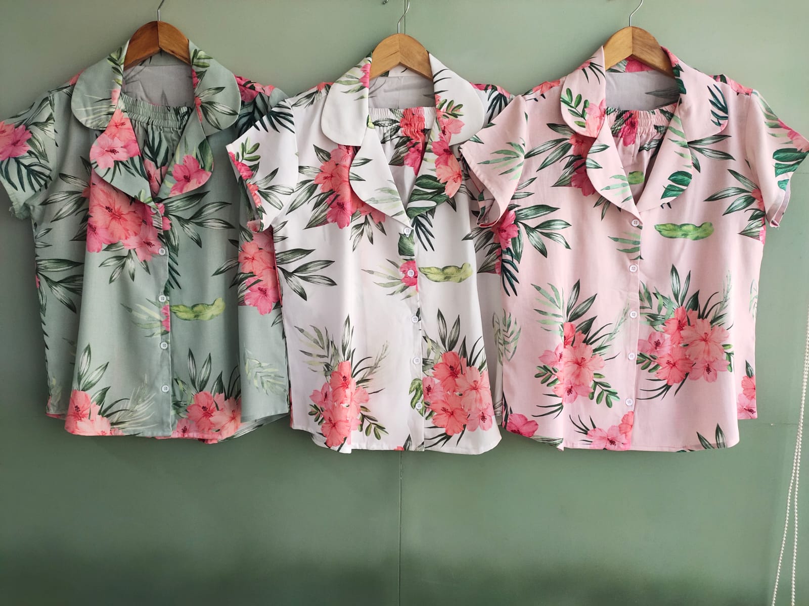 Tropical Flowers - Notched Collar Button-Down PJs